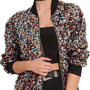 COPY - Cresay Women's Sequin Fitted Long Sleeve Zipper Blazer Bomber Jacket